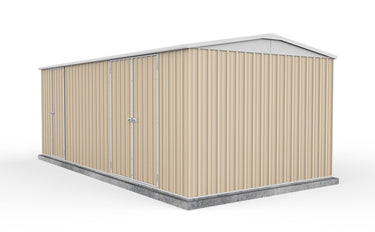 Absco 5.96mW x 3.00mD x 2.30mH Three Door Highlander Garden Shed - Classic Cream - Shed City